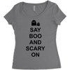 say boo and scary on 2 Women's Triblend Scoop T-shirt