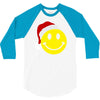 smiley face wears santa hat merry christmas 3/4 Sleeve Shirt