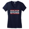 bonjour bitches Women's V-Neck T-Shirt
