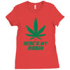 Support Liver Cancer Awareness With A Emerald Cannabis Leaf Ladies Fitted T-Shirt