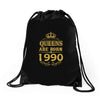 queens are born in 1990 Drawstring Bags