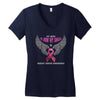 my hero is now my angel breast cancer awareness Women's V-Neck T-Shirt