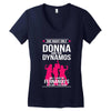 Donna And Dynamos White Letter Women's V-Neck T-Shirt