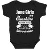 June Girls Are Sunshine Mixed With A Little Hurricane Baby Bodysuit