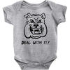 deal with it angry pitbul Baby Bodysuit