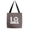 i recycle girls  funny Tote Bags