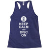 keep calm and disc golf on target frisbee basket Racerback Tank