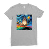Totoro Van Gogh Parody Ladies Fitted T-Shirt