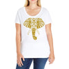 tribal print elephant geometric gold animals cool Ladies Curvy T-Shirt