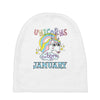 unicorns are born in january cute unicorn Baby Beanies