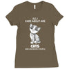 all i care about are cats and like 3 people Ladies Fitted T-Shirt