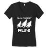 run forest run white color Women's V-Neck T-Shirt