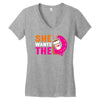 She Wants The D - Dunkin Donuts Women's V-Neck T-Shirt