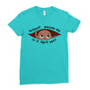 April Peeking Out Baby Boy Ladies Fitted T-Shirt