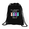 peeps bunnies Drawstring Bags