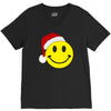 smiley face wears santa hat merry christmas V-Neck Tee