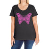 breast cancer butterfly Ladies Curvy T-Shirt