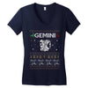 gemini christmas ugly sweater Women's V-Neck T-Shirt
