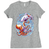 octopus vs shark Ladies Fitted T-Shirt