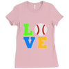 love baseball neon rhinestuds Ladies Fitted T-Shirt