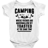 Camping Where Friends And Marshmallow Get Toasted At The Same Time Baby Bodysuit