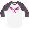 breast cancer ribbon with wing 3/4 Sleeve Shirt