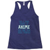 care about anime and two real people girls Racerback Tank