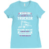 Warning I Belong To A Trucker Ladies Fitted T-Shirt