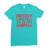 merry christmas ya filthy animal Ladies Fitted T-Shirt