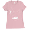 jaws chalk board movie licensed cotton blend adult Ladies Fitted T-Shirt
