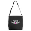 angel wing believe breast cancer Adjustable Strap Totes
