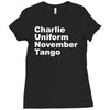 charlie uniform november tango Ladies Fitted T-Shirt
