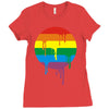 rainbow colored stripes dot running splashes Ladies Fitted T-Shirt