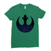 rebel logo with space pattern Ladies Fitted T-Shirt