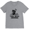 trex hates swimming V-Neck Tee