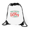 merry christmas ya filthy animal Drawstring Bags