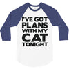 plans with my cats tonight 3/4 Sleeve Shirt