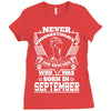 Never Underestimate Dog Rescuer Who Was Born September Ladies Fitted T-Shirt