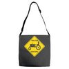 tractor crossing farmer's road warning sign Adjustable Strap Totes
