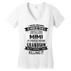 Super Cool Mimi Of A Freaking Awesome Grandson Women's V-Neck T-Shirt