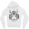 white tiger black print Zipper Hoodie