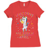 Unicorns are born in April Ladies Fitted T-Shirt