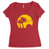 beach silhouette birds sand sunset Women's Triblend Scoop T-shirt