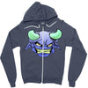blue monster with horns Zipper Hoodie