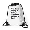 frenchies united Drawstring Bags