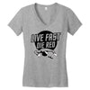 live fast die red Women's V-Neck T-Shirt