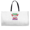 straight outta arkham Weekender Totes