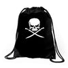 biker pirate skull bones swords Drawstring Bags