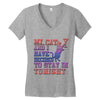 my cat and i stay in tonight Women's V-Neck T-Shirt