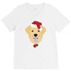 golden retriever dog with red santa's hat V-Neck Tee